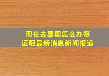 现在去泰国怎么办签证呢最新消息新闻报道