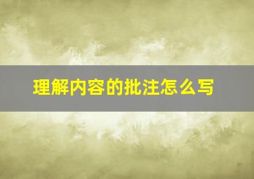 理解内容的批注怎么写