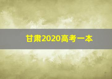 甘肃2020高考一本