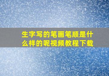 生字写的笔画笔顺是什么样的呢视频教程下载