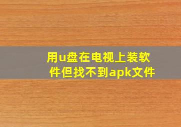 用u盘在电视上装软件但找不到apk文件