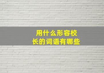 用什么形容校长的词语有哪些