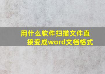 用什么软件扫描文件直接变成word文档格式