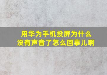 用华为手机投屏为什么没有声音了怎么回事儿啊