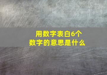 用数字表白6个数字的意思是什么