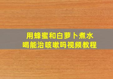 用蜂蜜和白萝卜煮水喝能治咳嗽吗视频教程