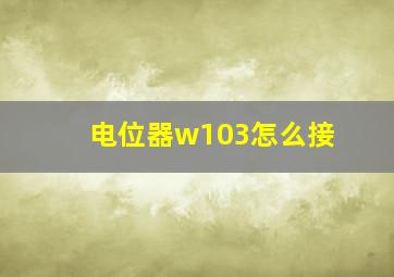 电位器w103怎么接