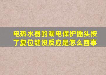 电热水器的漏电保护插头按了复位键没反应是怎么回事