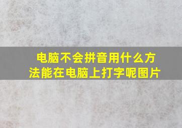 电脑不会拼音用什么方法能在电脑上打字呢图片