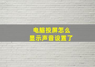 电脑投屏怎么显示声音设置了