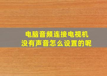 电脑音频连接电视机没有声音怎么设置的呢