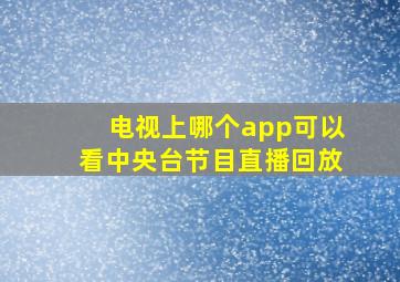 电视上哪个app可以看中央台节目直播回放