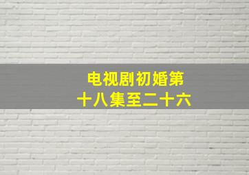 电视剧初婚第十八集至二十六