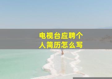 电视台应聘个人简历怎么写