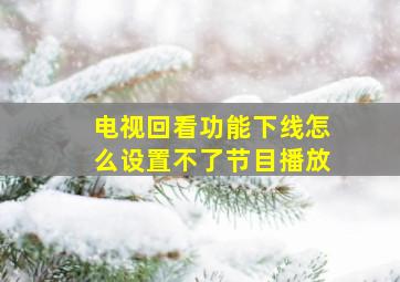 电视回看功能下线怎么设置不了节目播放