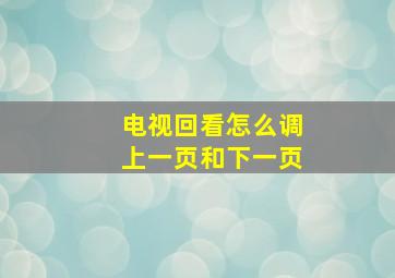 电视回看怎么调上一页和下一页