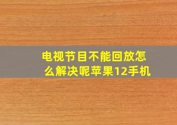 电视节目不能回放怎么解决呢苹果12手机