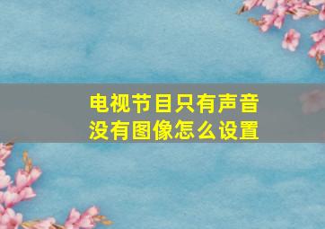 电视节目只有声音没有图像怎么设置