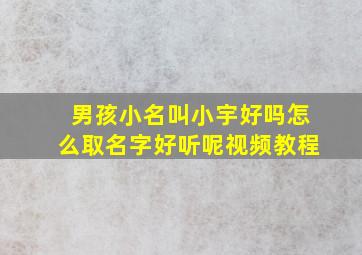 男孩小名叫小宇好吗怎么取名字好听呢视频教程