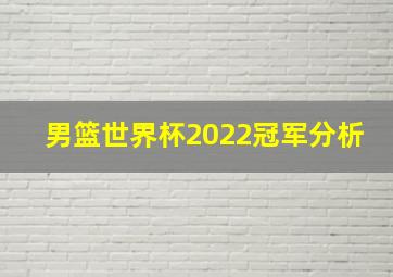 男篮世界杯2022冠军分析