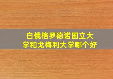 白俄格罗德诺国立大学和戈梅利大学哪个好