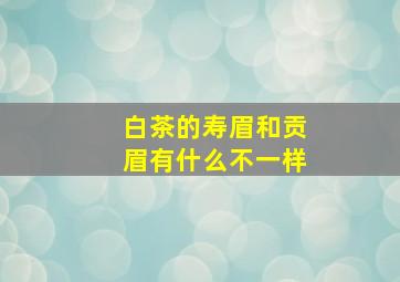 白茶的寿眉和贡眉有什么不一样