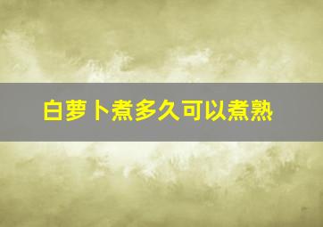 白萝卜煮多久可以煮熟