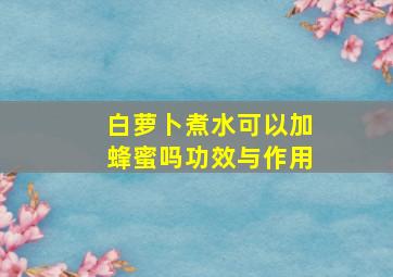 白萝卜煮水可以加蜂蜜吗功效与作用