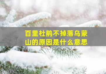 百里杜鹃不掉落乌蒙山的原因是什么意思