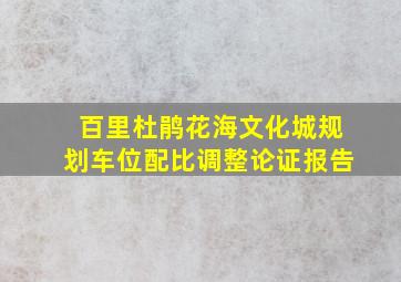 百里杜鹃花海文化城规划车位配比调整论证报告