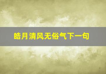 皓月清风无俗气下一句