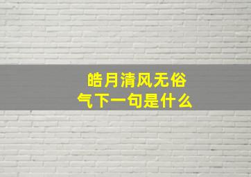 皓月清风无俗气下一句是什么