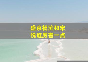 盛京杨滨和宋悦谁厉害一点