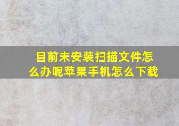 目前未安装扫描文件怎么办呢苹果手机怎么下载