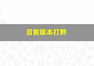 目前版本打野