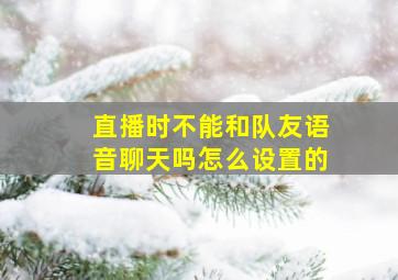 直播时不能和队友语音聊天吗怎么设置的