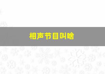 相声节目叫啥