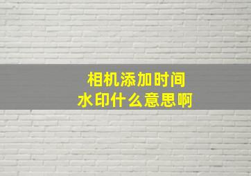 相机添加时间水印什么意思啊