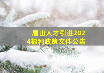 眉山人才引进2024福利政策文件公告