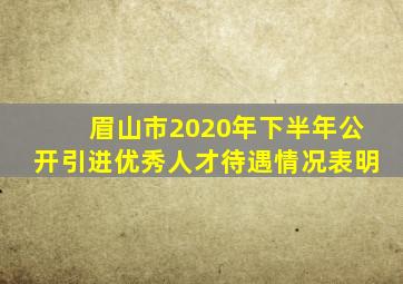 眉山市2020年下半年公开引进优秀人才待遇情况表明