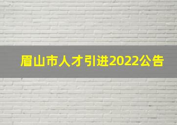 眉山市人才引进2022公告