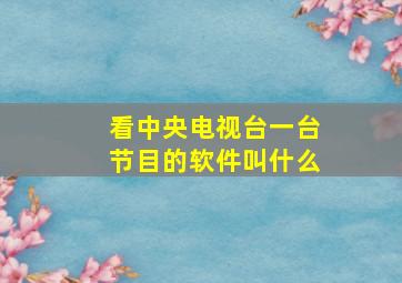 看中央电视台一台节目的软件叫什么