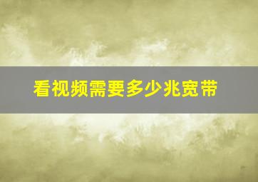 看视频需要多少兆宽带