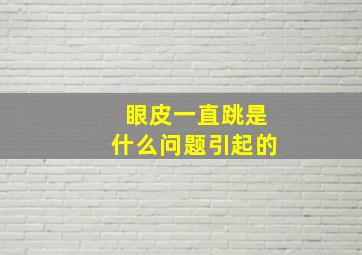 眼皮一直跳是什么问题引起的