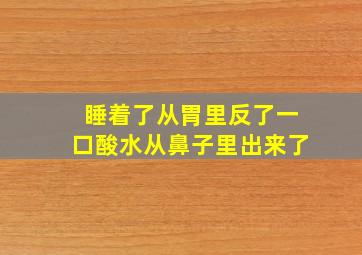 睡着了从胃里反了一口酸水从鼻子里出来了