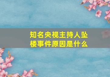 知名央视主持人坠楼事件原因是什么