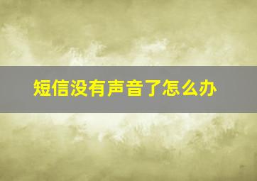 短信没有声音了怎么办