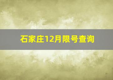 石家庄12月限号查询