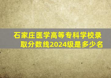 石家庄医学高等专科学校录取分数线2024级是多少名