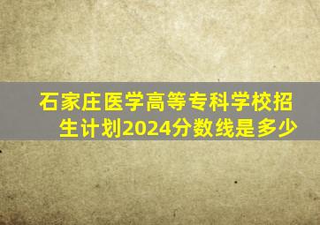 石家庄医学高等专科学校招生计划2024分数线是多少